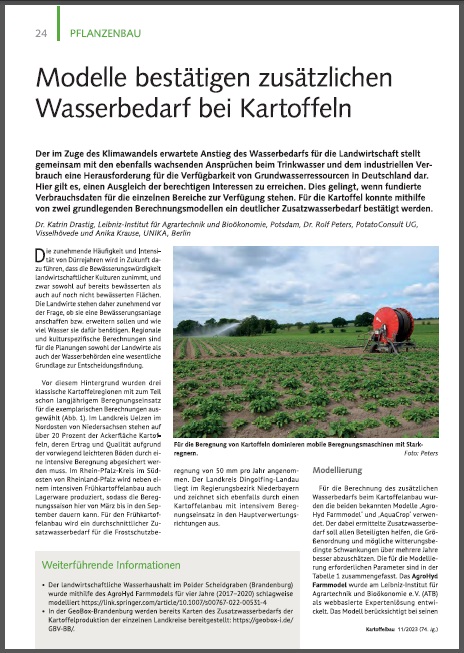 Ausgabe 11 2023 Wasserbedarf Kartoffel